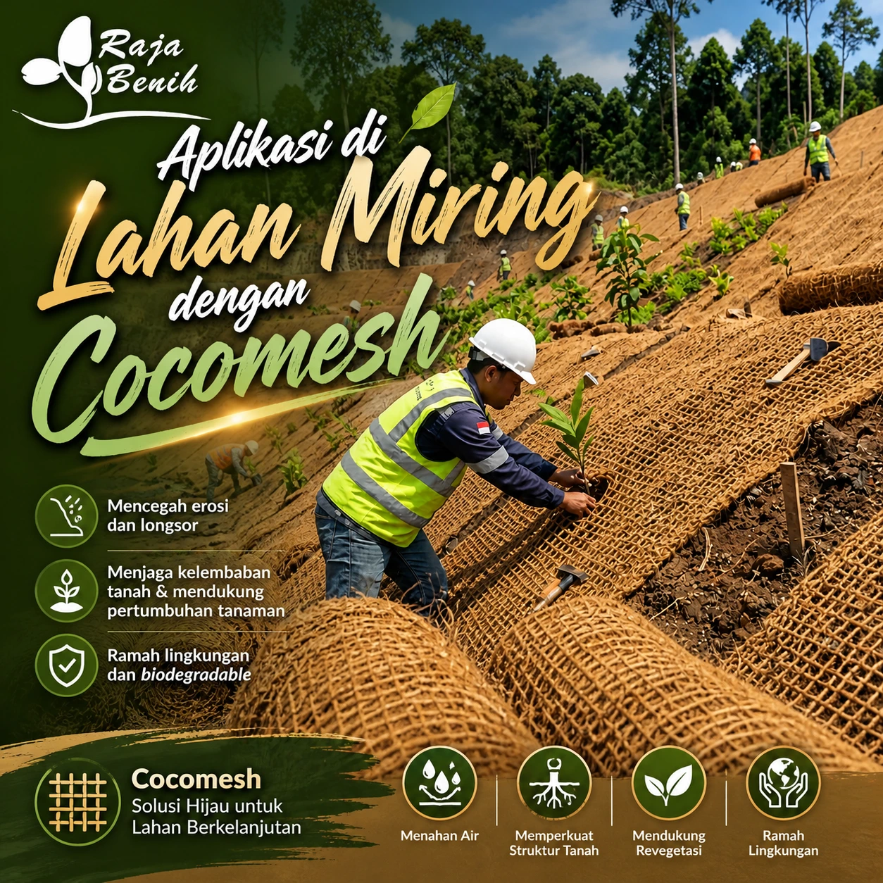 Aplikasi di Lahan Miring dengan Cocomesh